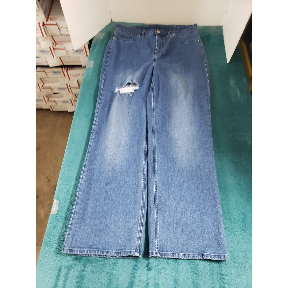 Nina Parker Jeans Size 14 W Women Blue Denim Pants Ladies High Rise Straight NWT